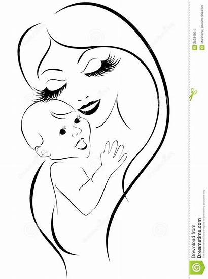 Mother Clipart Outline Newborn Mothers Child Face