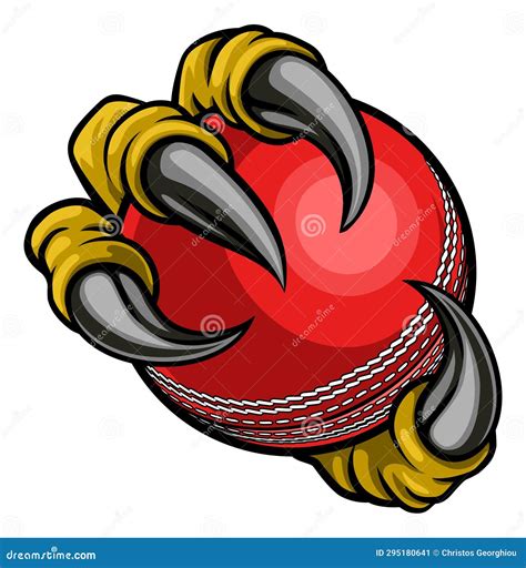 Cricket Ball Eagle Claw Cartoon Monster Hand Stock Illustration