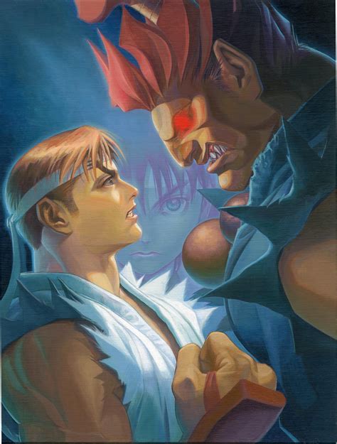Illustration Digital Enhancement Ryu Vs Akuma Street Fighter Alpha