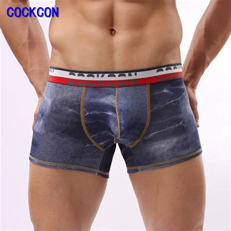 Cockcon Sexy Hot Brand Men Underwear Breathable Male Panties Mens Boxer Denim Shorts Brand