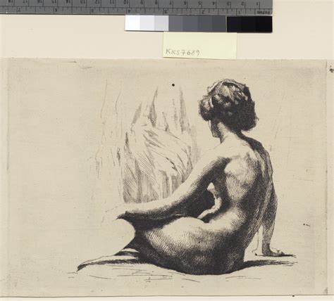 Nøgen kvindelig model siddende på gulvet 1865 1917 Frans Schwartz