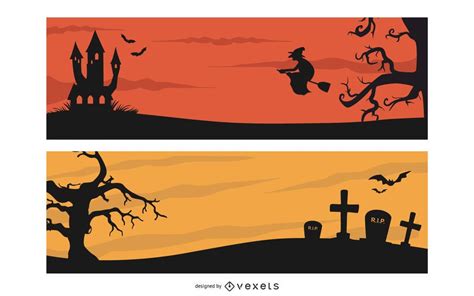 Creepy Halloween Header Banner Pack Vector Download
