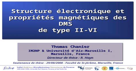Ppt Structure électronique Et Propriétés Magnétiques Des Dms De Type Ii Vi Dokumentips
