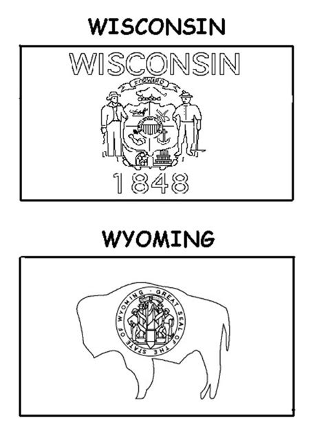 Wisconsin And Wyoming State Flag Coloring Page Color Luna Flag