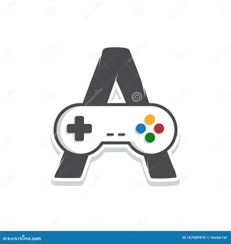 Initial Alphabet Game Console Joystick Controller Icon Logo Sign Stock