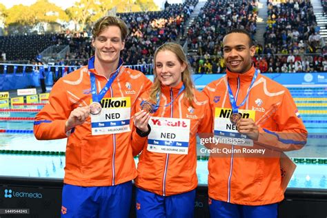 Bronze Medallists Kenzo Simons Thom De Boer Maaike De Waard And News Photo Getty Images