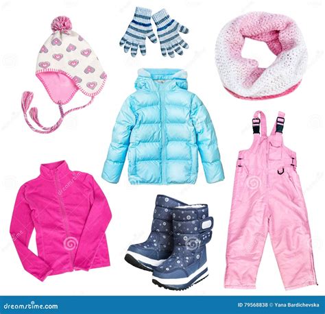 Winter Kid S Child S Clothes Set Collage Isolated Stock Photo Image