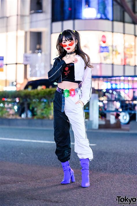 Japanese Idol In Two Tone Fashion Flames Sunglasses Tube Top Wego