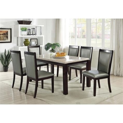 Shop Solid Wood Dining Table With Marble Top Cream And Brown Free