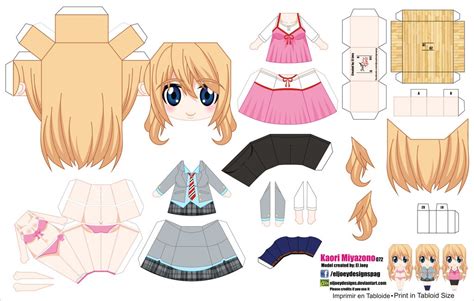 Papercraft Anime Kaori Miyazono Manualidades A Raudales