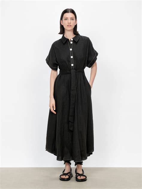 Minimalist Linen Maxi Shirt Dress Buy Dresses Online Veronika Maine