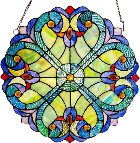 River Of Goods Halston Greenblue Stained Glass Panel India Ubuy