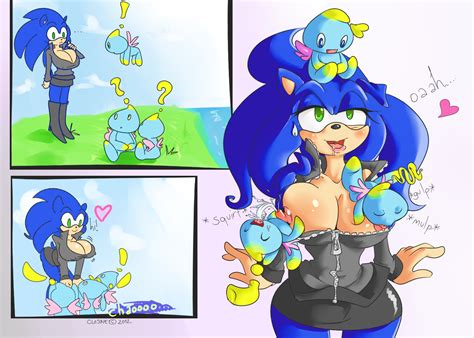 Chao Cuisine Sonic The Hedgehog Breastfeeding Breasts Cleavage