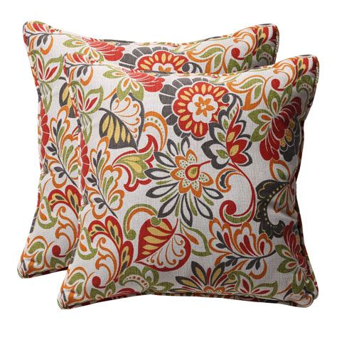 Decorative Multicolored Floral Square Outdoor Toss Pillows Set Of 2