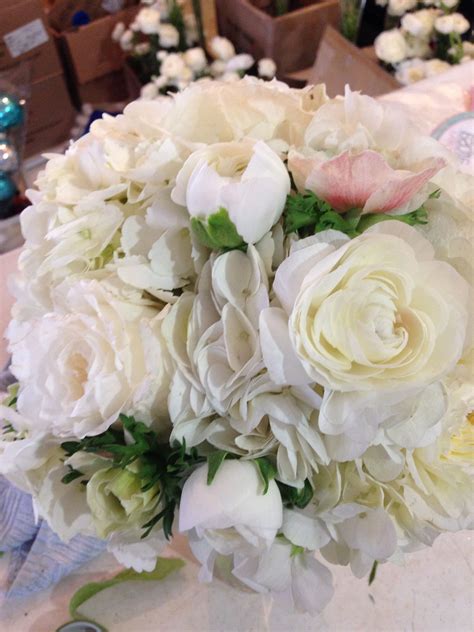 white hydrangeas, white ranunculus, white anemones, white roses | White flowers, White hydrangea 