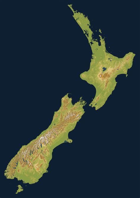 New Zealand Shaded Relief Map New Zealand Shaded Reli
