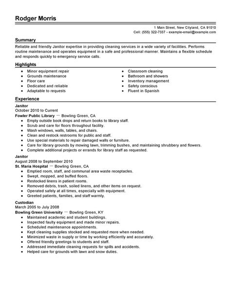 View this sample resume for a custodian, or download the custodian resume template in word. Maintenance & Janitorial Resume Examples | Maintenance ...