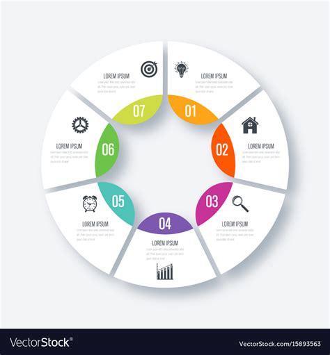 Infographics Template 7 Options With Circle Vector Image