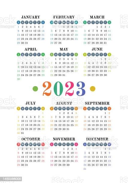Calendar Design 2023 Year English Vertical Vector Wall Or Pocket