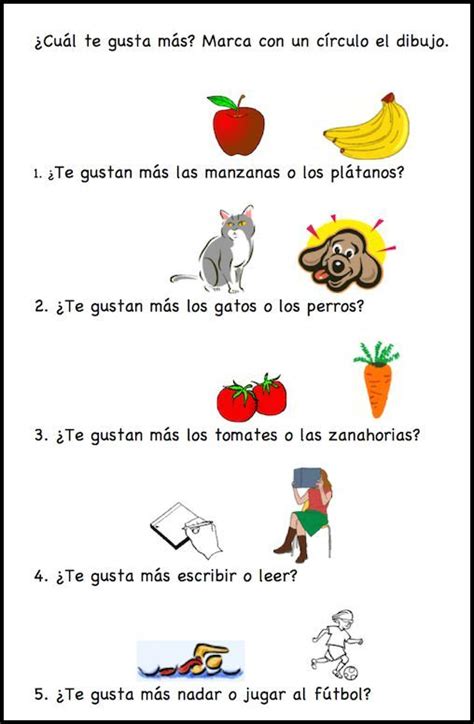Gustar Activity With Pictures Spanish Playground Spanish Lessons