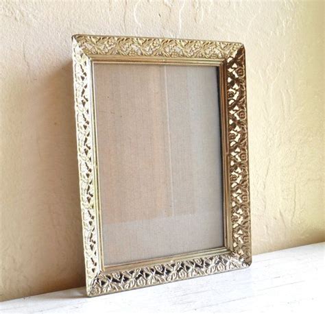 Beautiful Vintage Filigree Gold Brass Metal Picture By Shabbynchic 14