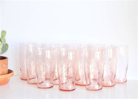 Pink Glassware Pink Glass Tumbler Etched Glassware Boho Etsy Pink Glassware Etched