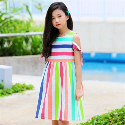 Girls Rainbow Dress Summer 2019 Big Girls Dresses Kids Girl Linen