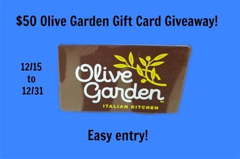Yum Enter For Your Chance To Win A 50 Olive Garden T Card Easy