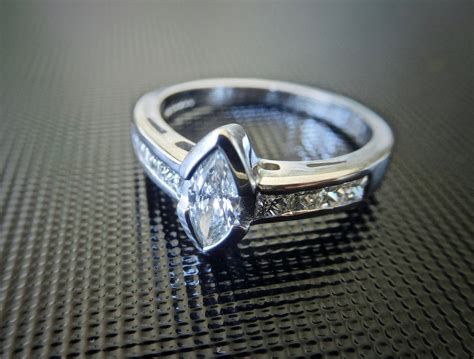 18ct White Gold And Marquise Diamond Engagement Ring Contemporary