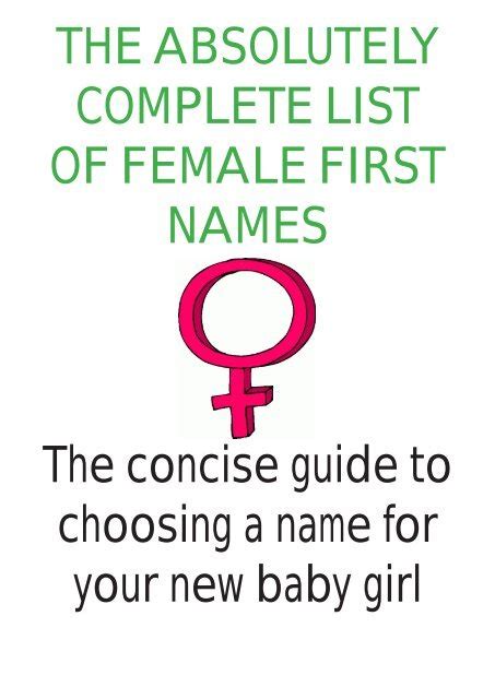 The Absolutely Complete List Of Female First Names