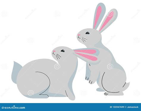 Cute Two Rabbits Animals Cartoons Stock Vector Illustration Of Cute