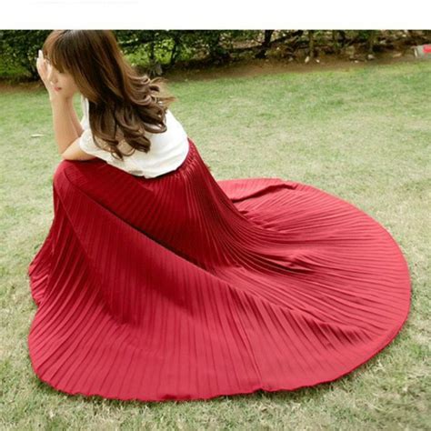Korean Style Big Swing Maxi Skirts Womens Summer Jupe High Waist Sale