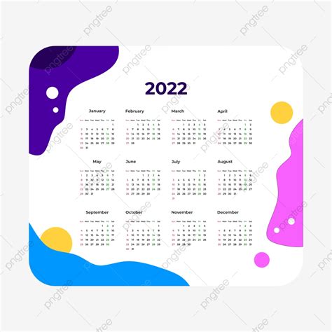 2022 Calendar Abstract Style 2022 Calendar Month Png And Vector With