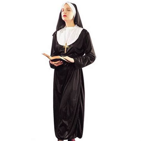 Wholesale Virgin Mary Nuns Costumes For Women Sexy Long Black Nuns Costume Arabic Religion Monk