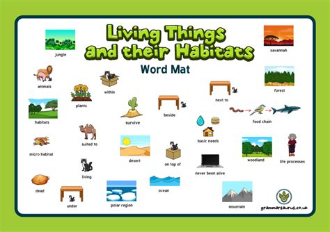 Science Living Things And Their Habitats Word Mat Grammarsaurus