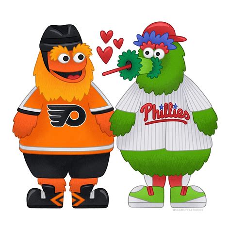 Philly Mascots In Love Print Gritty Flyers Nhl Phanatic Etsy