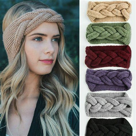Womens Headband Flower Ear Crochet Hairband Knit Headwrap Fashion