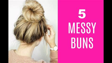 5 Easy Messy Buns No Heat Hairstyles Youtube