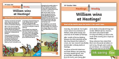 The Battle Of Hastings Newspaper Report Ks2 Teacher Made