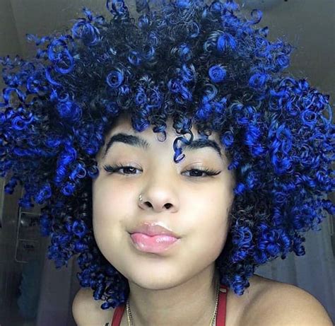 Blue Afro Curls Dyed Natural Hair Natural Hair Styles Dyed Curly Hair