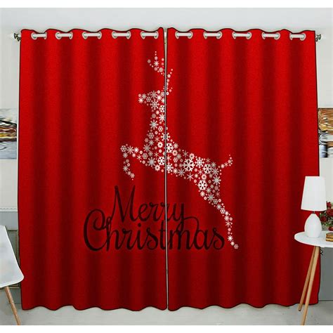 Zkgk Merry Christmas Window Curtain Draperypanelstreatment For Living