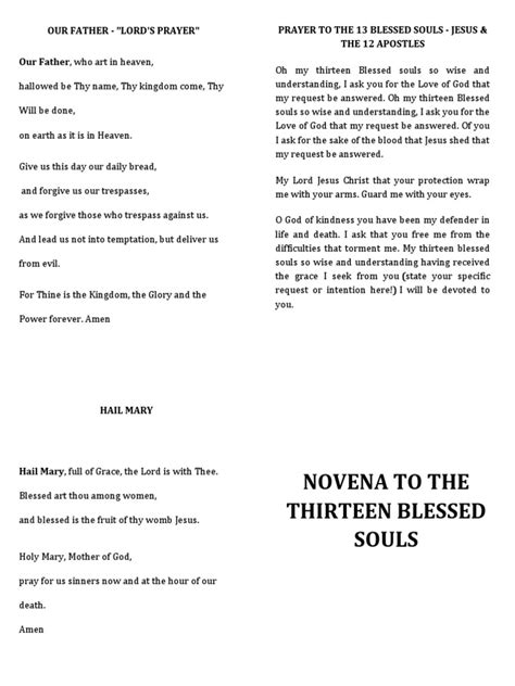 Novena To The Thirteen Blessed Souls Pdf