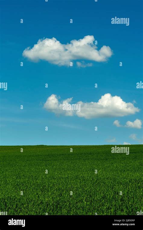 Green Field Under Cloudy Sky France Stock Photo Alamy