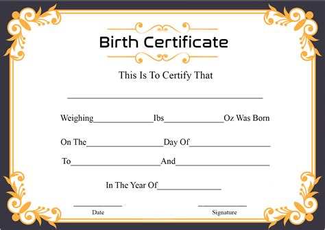 Birth Certificate Template Uk