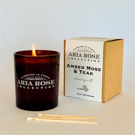 Amber Moss And Teak Scented Soy Candle 9 Oz