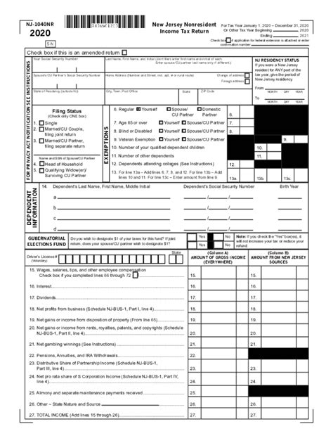 New Jersey Nonresident Tax Form Fill Out And Sign