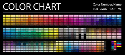 Color Chart Print Test Page Color Numbers Or Names RGB CMYK HEX HTML Codes Vector Color