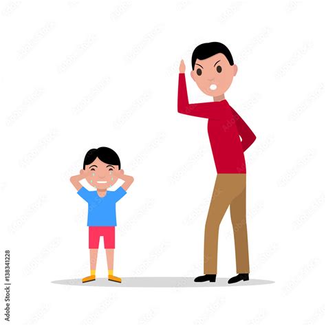 Vector Cartoon Angry Father Scolding Her Child Stock Vector Adobe Stock