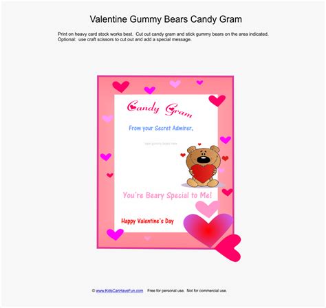 Free Printable Valentine Candy Gram Template Printable Templates