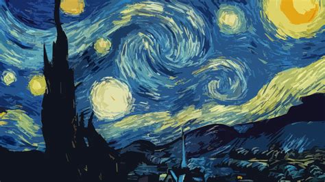 Papel De Parede Pintura Vincent Van Gogh Abstrato A Noite